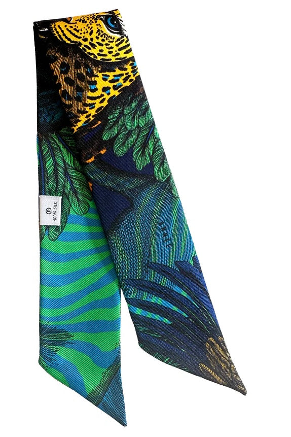 Année bandeau bracelet en soie Animaux Fantastiques bleu vert flashy made in France
