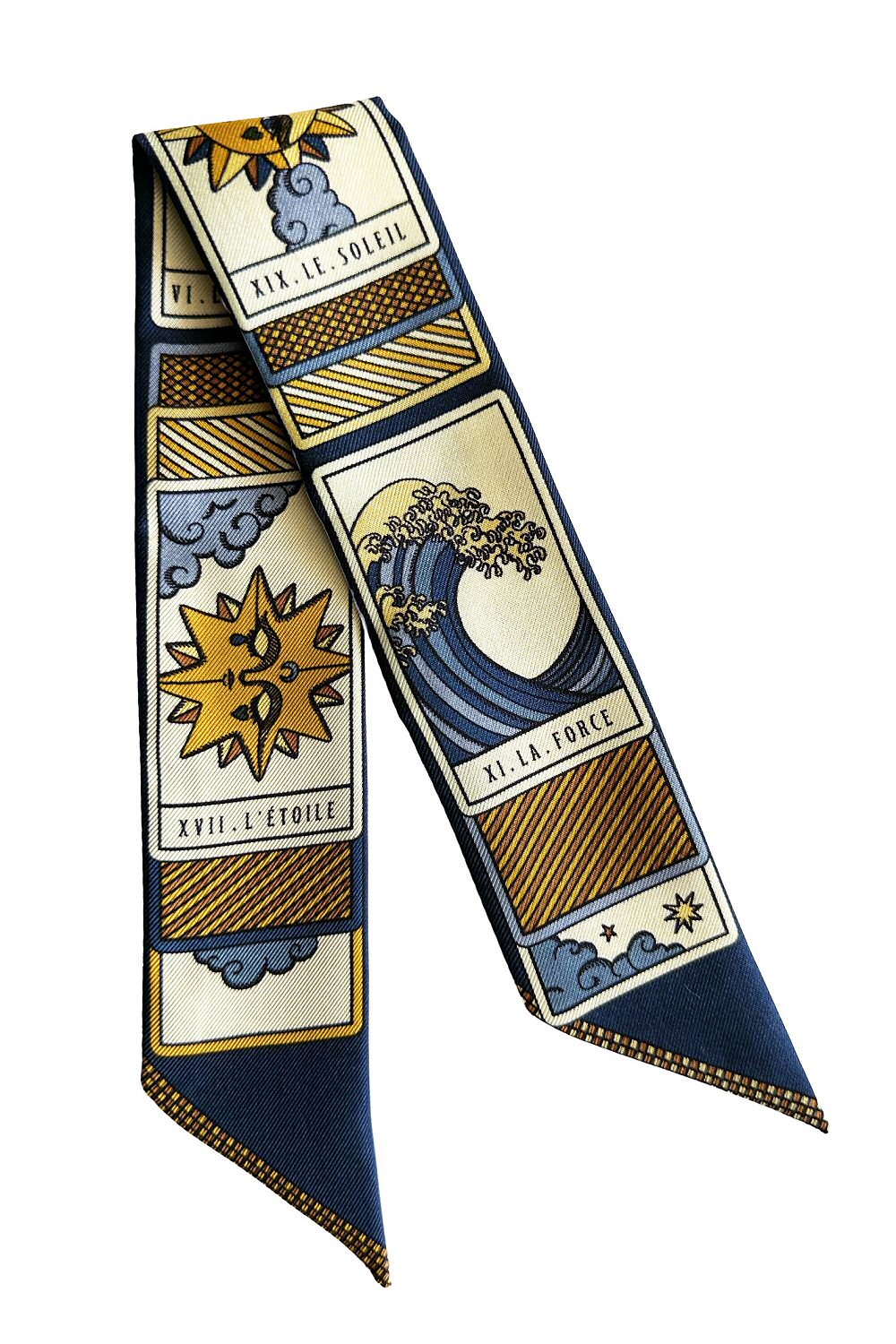 Année bandeau bracelet en soie Tarot bleu nuit