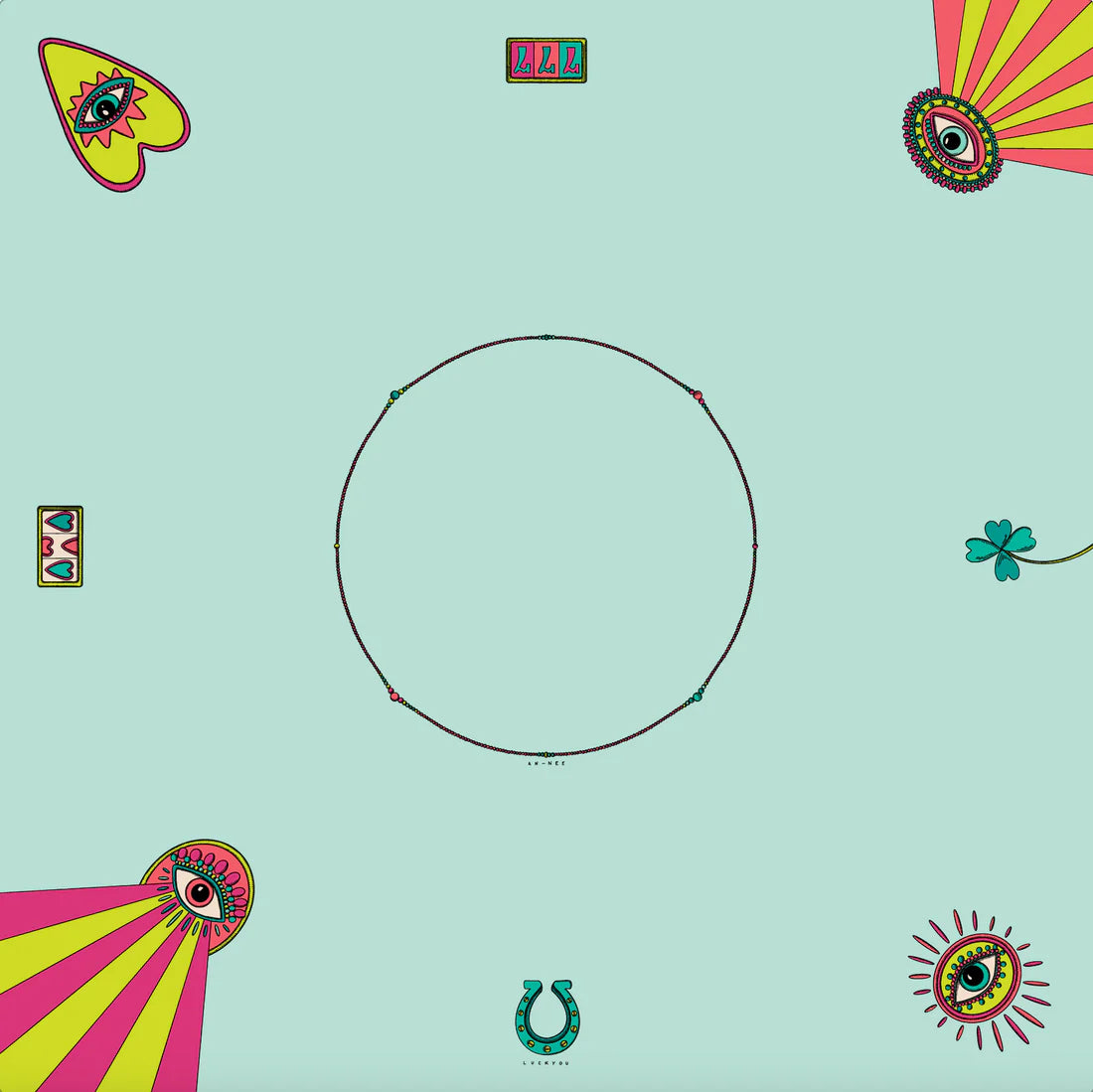 Année carre de soie Luckyou Bandana 55cm aqua