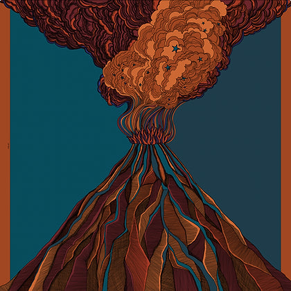 Année silk scarf Volcano / Fire firy red