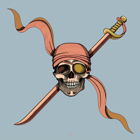 Année foulard en soie Pirate ciel
