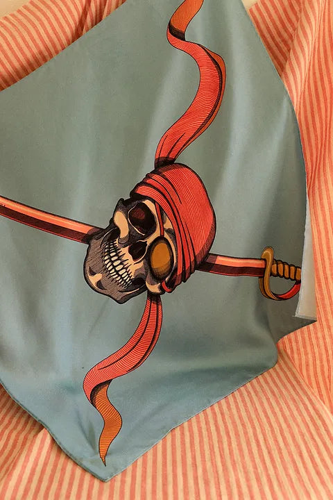 Année foulard en soie Pirate ciel