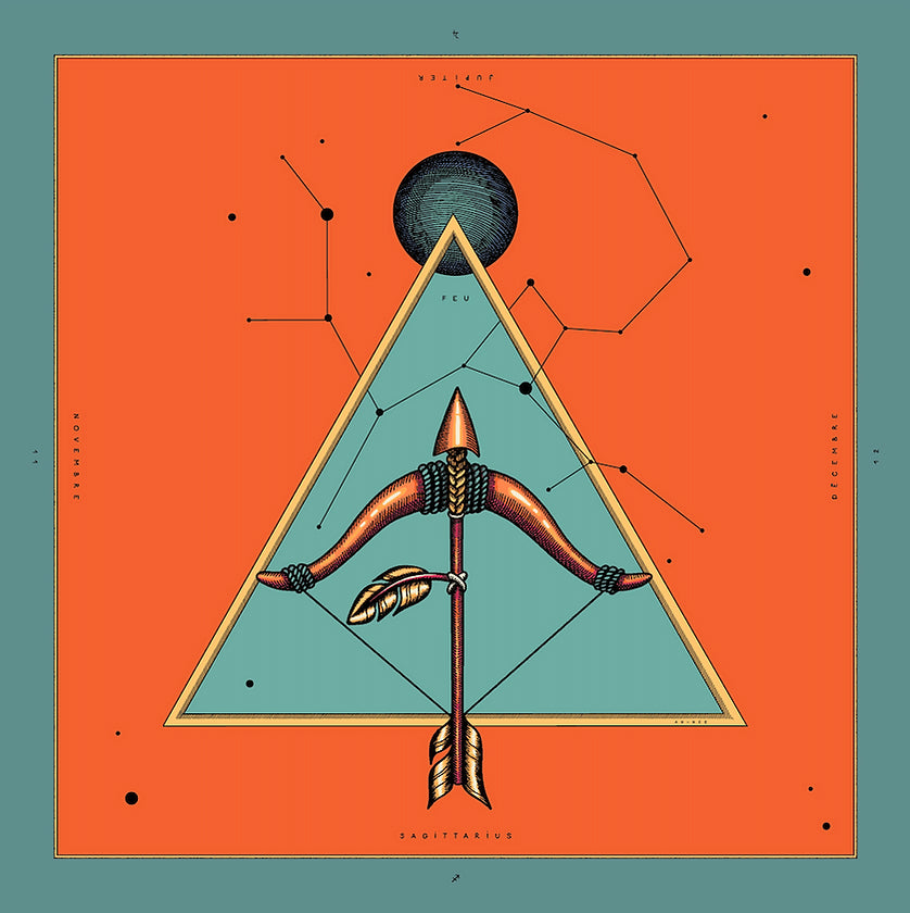 Année foulard en soie Zodiac Sagittaire bandana