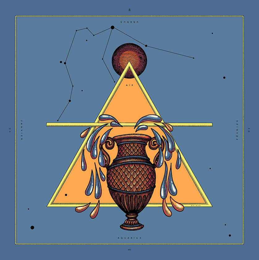 Z | Année foulard en soie Zodiac Verseaux bandana