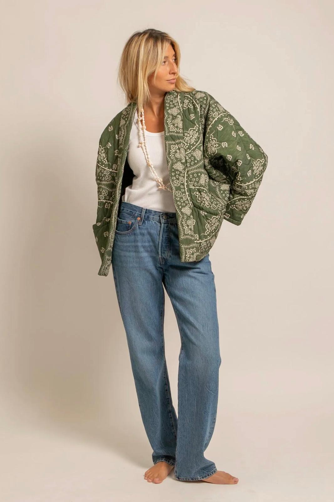 Aokyanos veste kimono Chicago bandana kaki