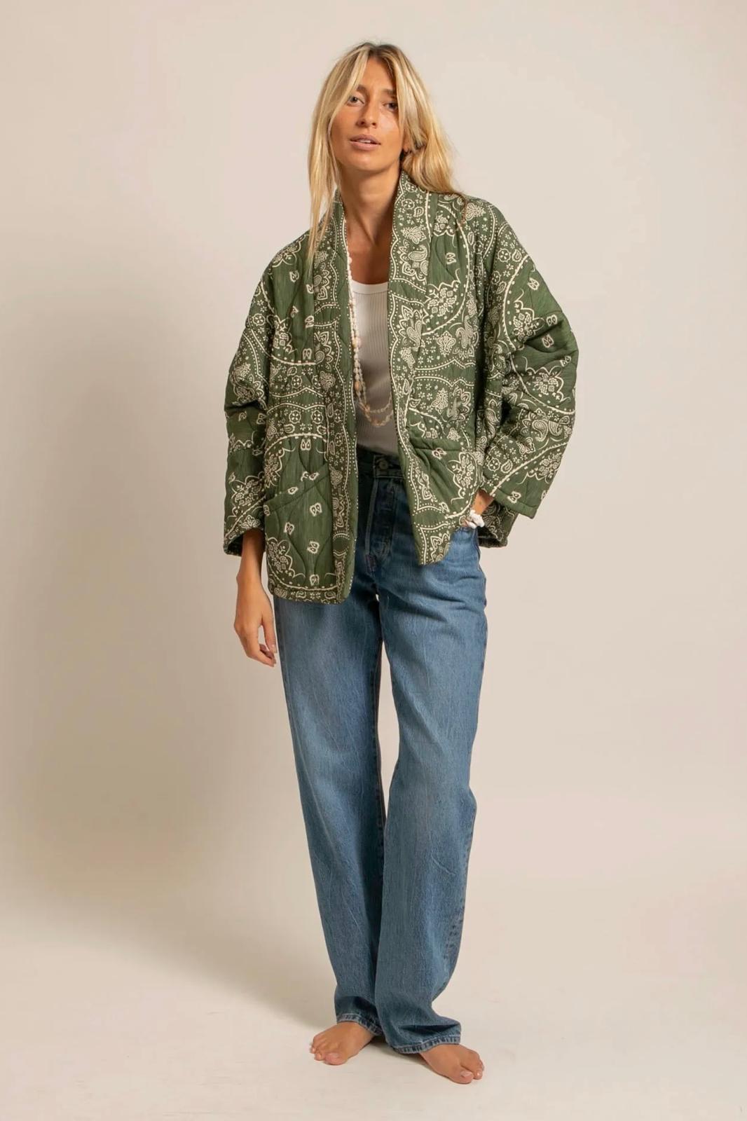 Aokyanos veste kimono Chicago bandana kaki