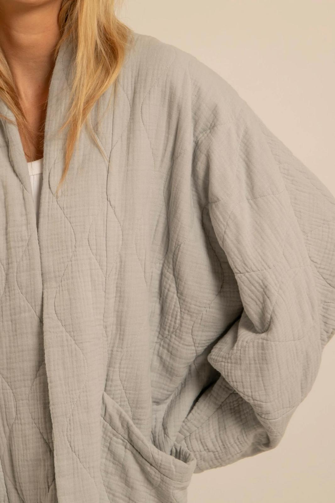 Aokyanos veste kimono Chicago gris perle