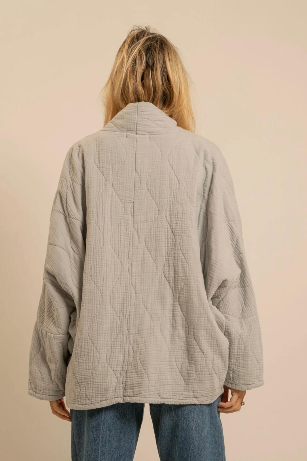 Aokyanos veste kimono Chicago gris perle