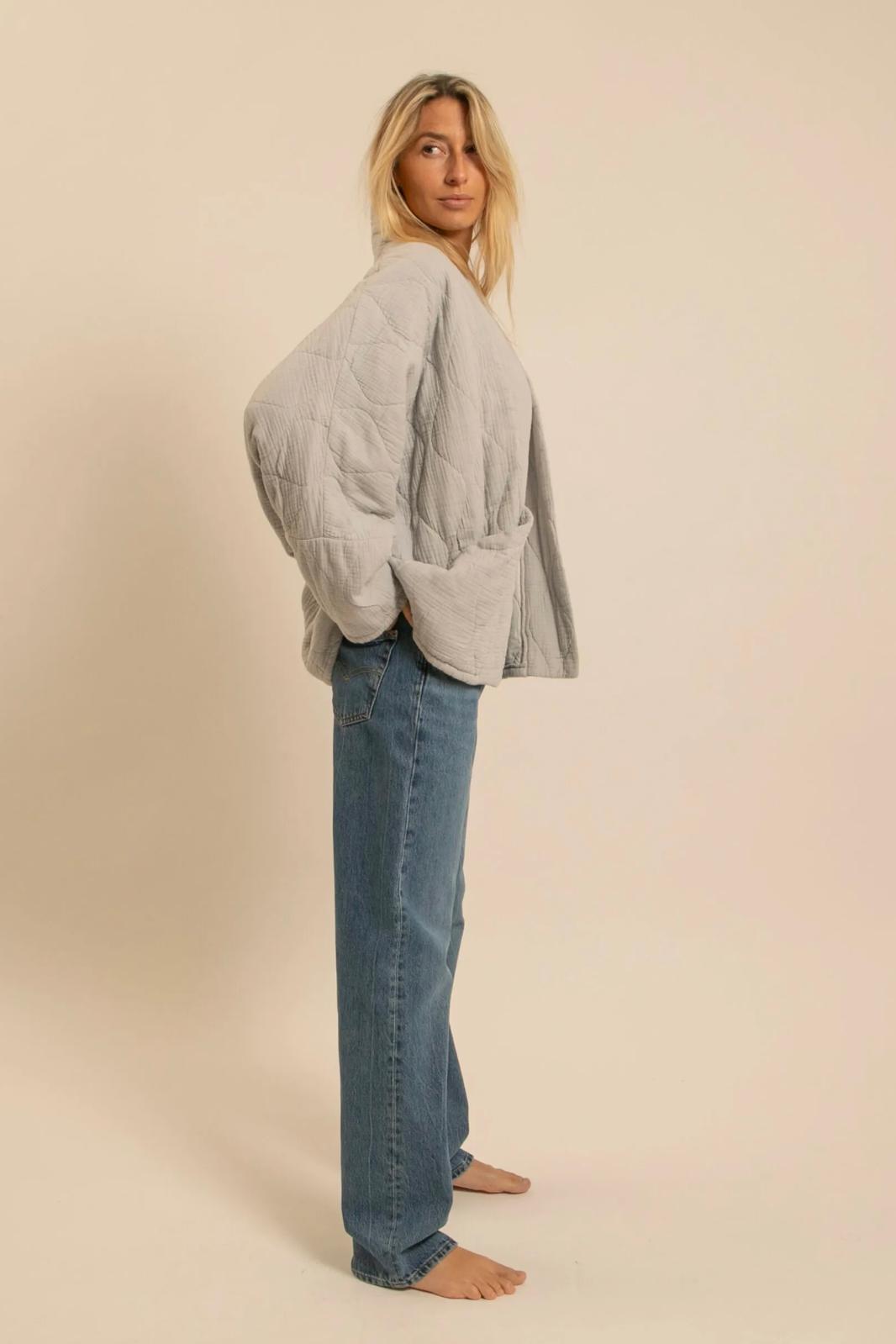 Aokyanos veste kimono Chicago gris perle