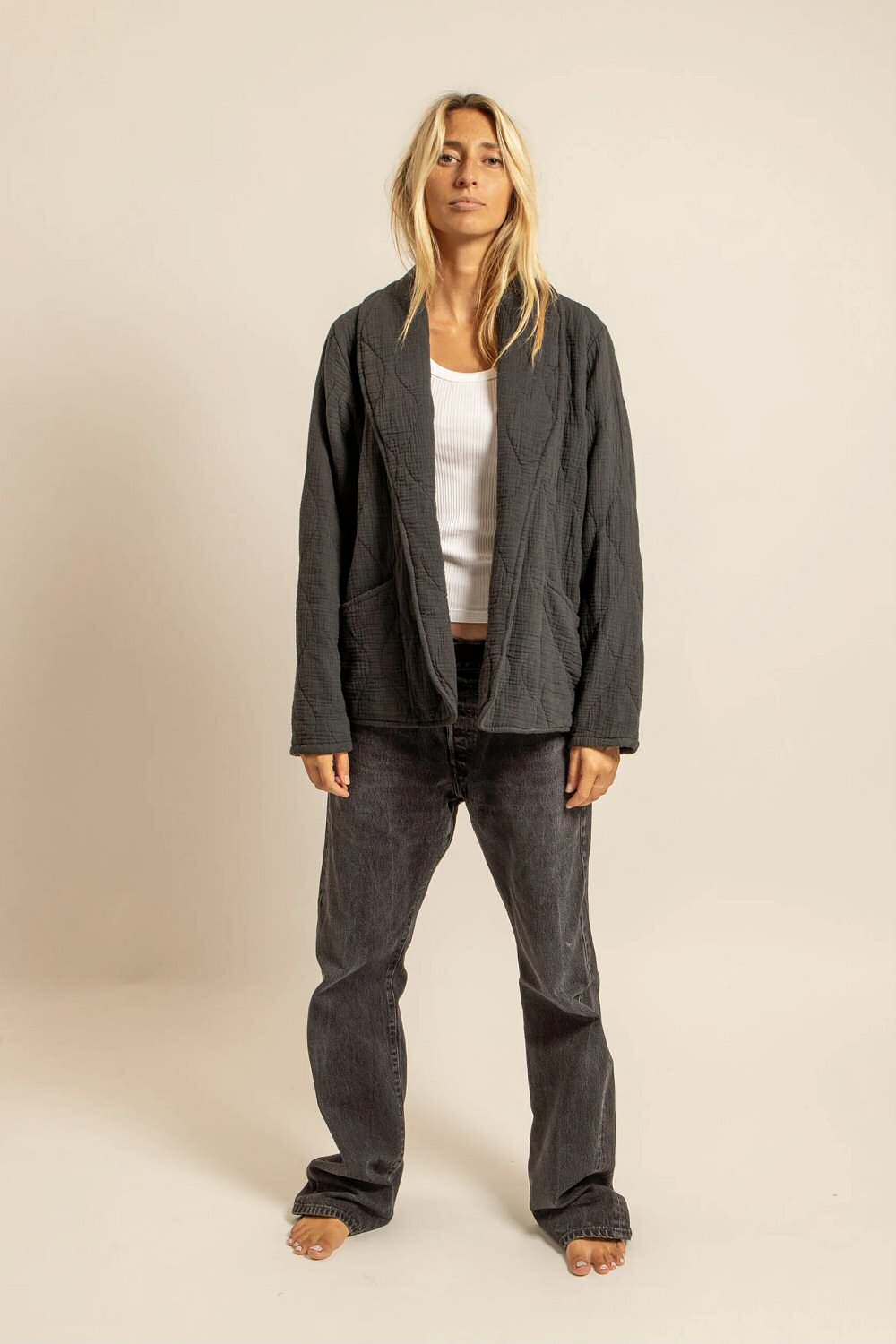 Aokyanos veste kimono Cuba gris anthracite