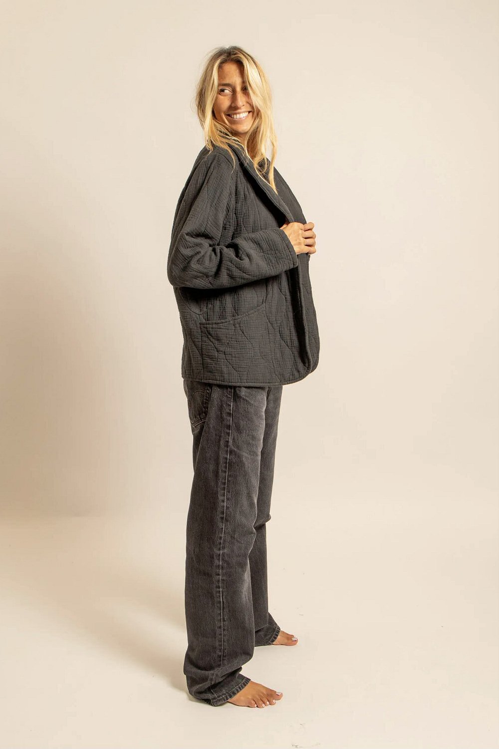 Aokyanos veste kimono Cuba gris anthracite