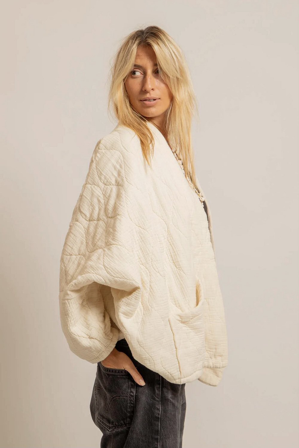 Aokyanos veste kimono Chicago cream écru