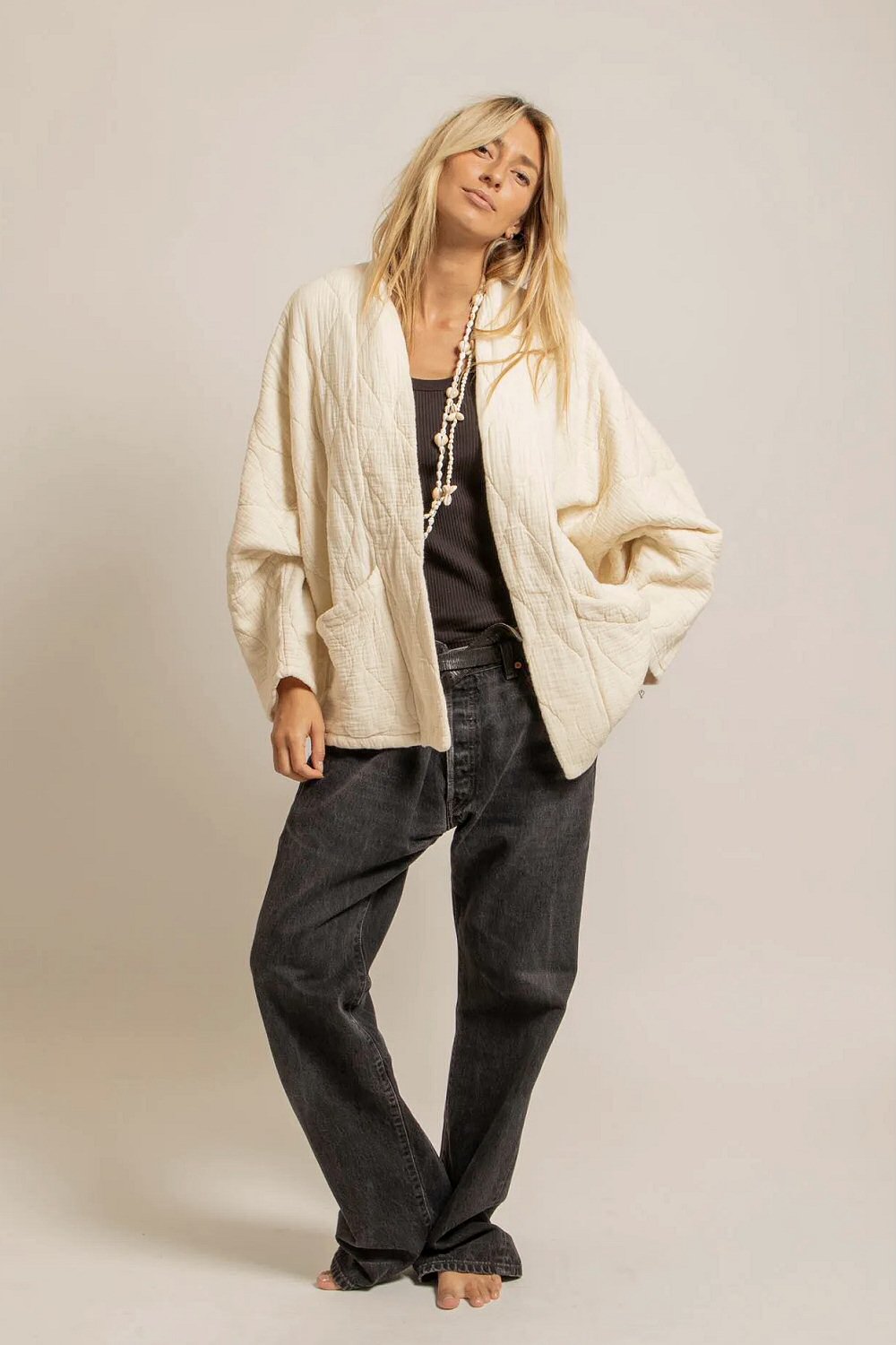 Aokyanos veste kimono Chicago cream écru