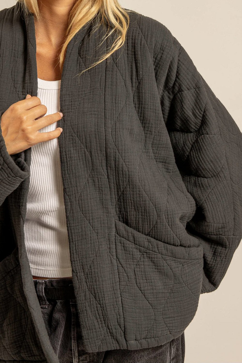 Aokyanos veste kimono Chicago gris anthracite