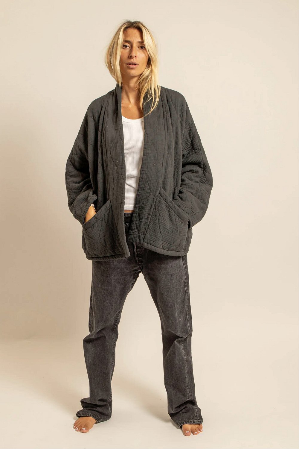 Aokyanos veste kimono Chicago gris anthracite