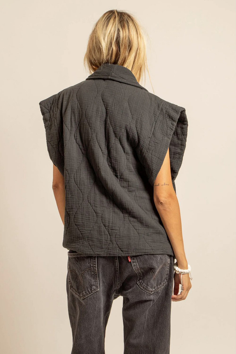 Aokyanos veste kimono Brooklyn sleeveless gris anthracite