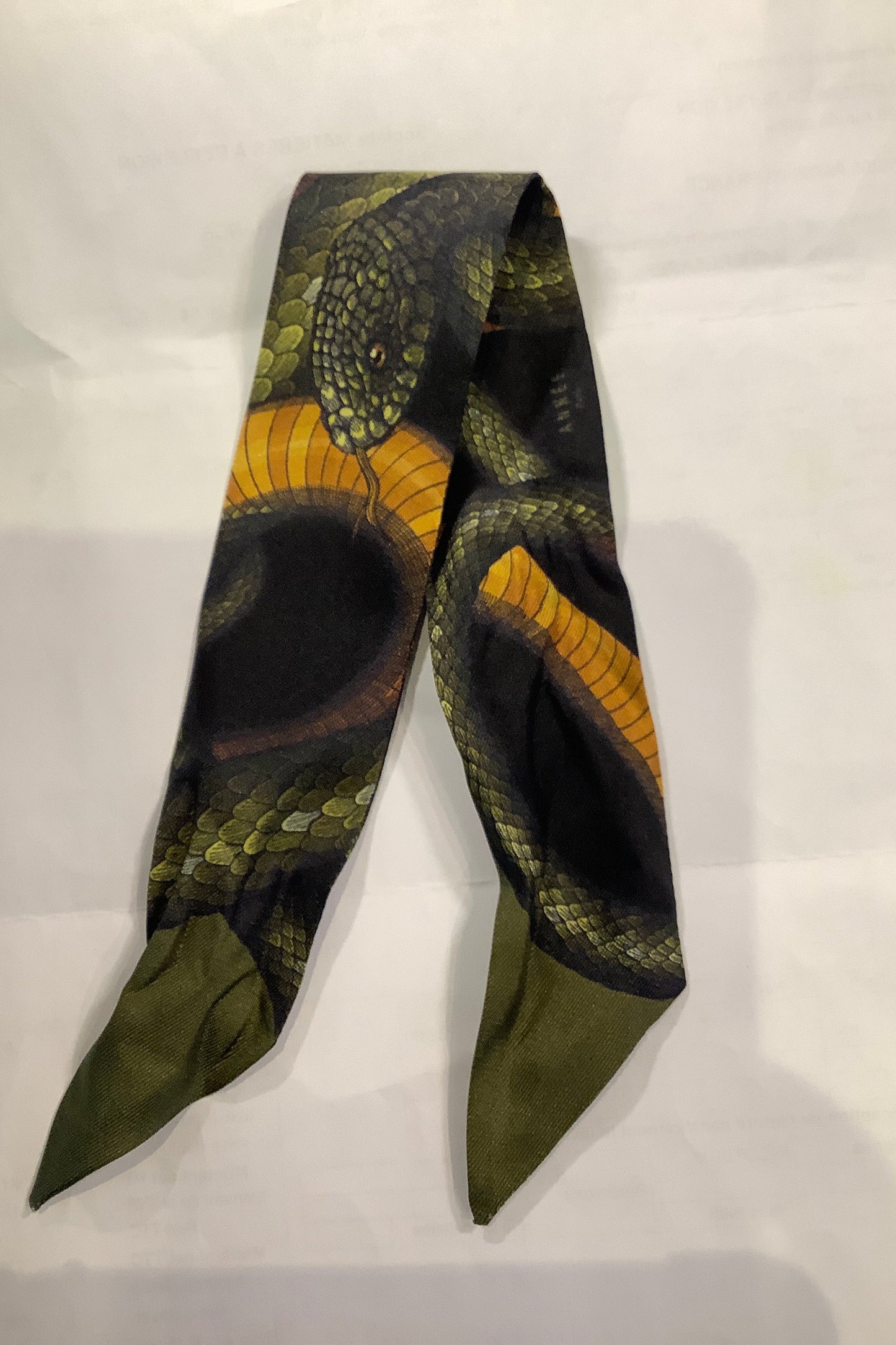 Année bandeau bracelet en soie Serpents kaki made in France