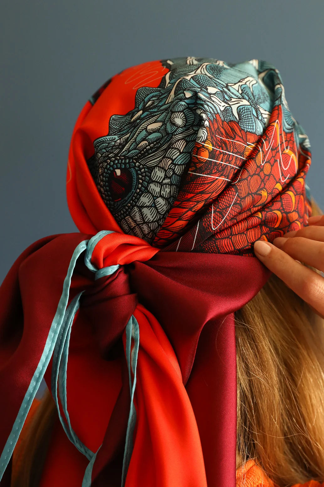 Année foulard en soie Crocodile pop