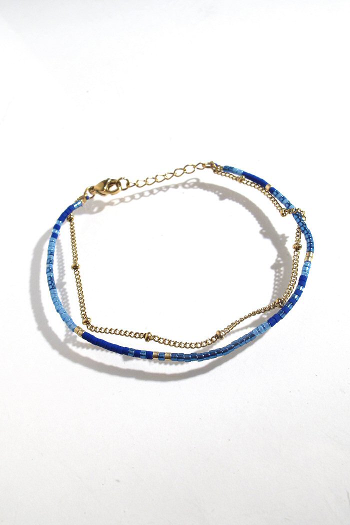 XX | Bali Temples Bracelet perles Miyuki bleu chainette