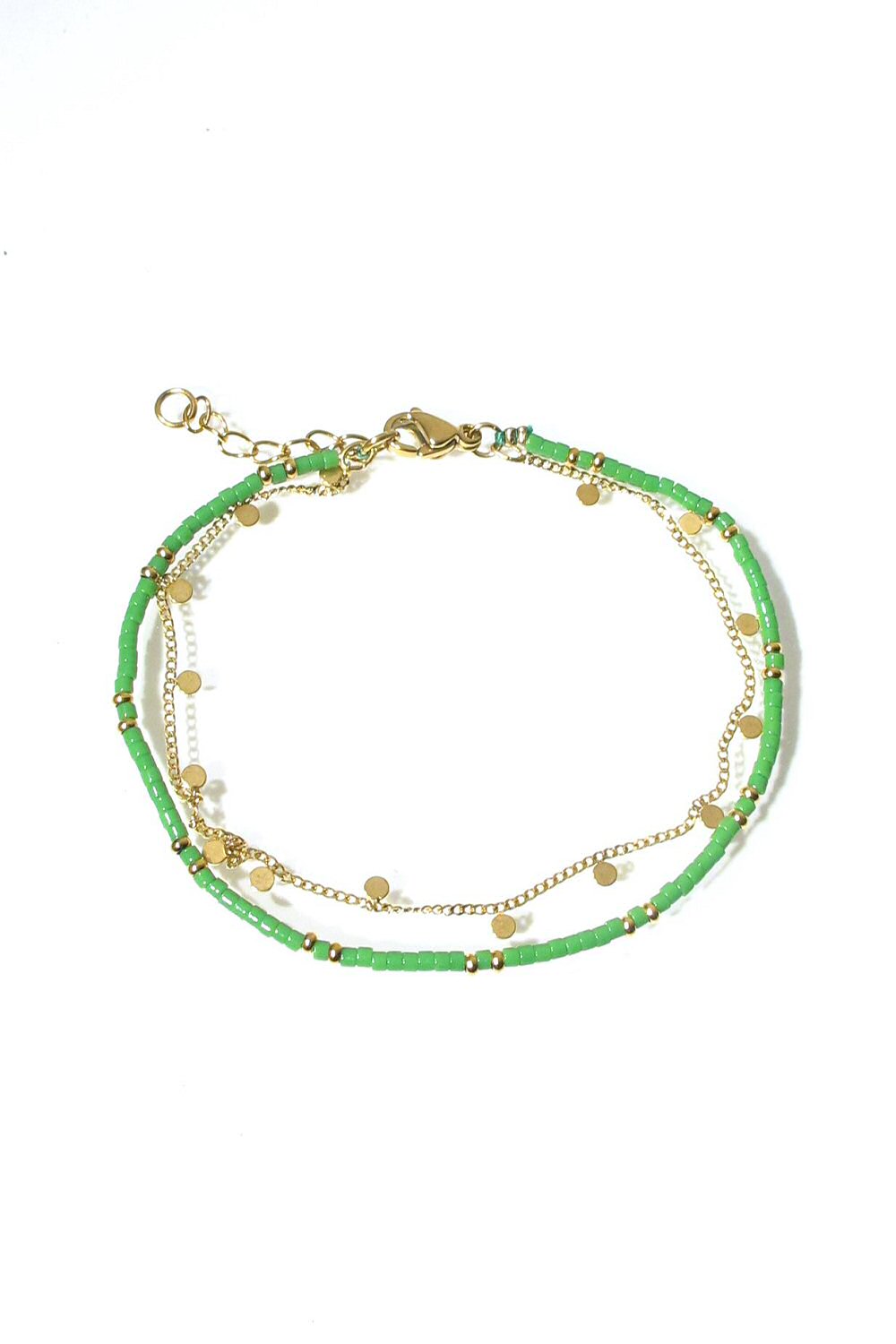 Bali Temples Bracelet perles Miyuki vert chainette