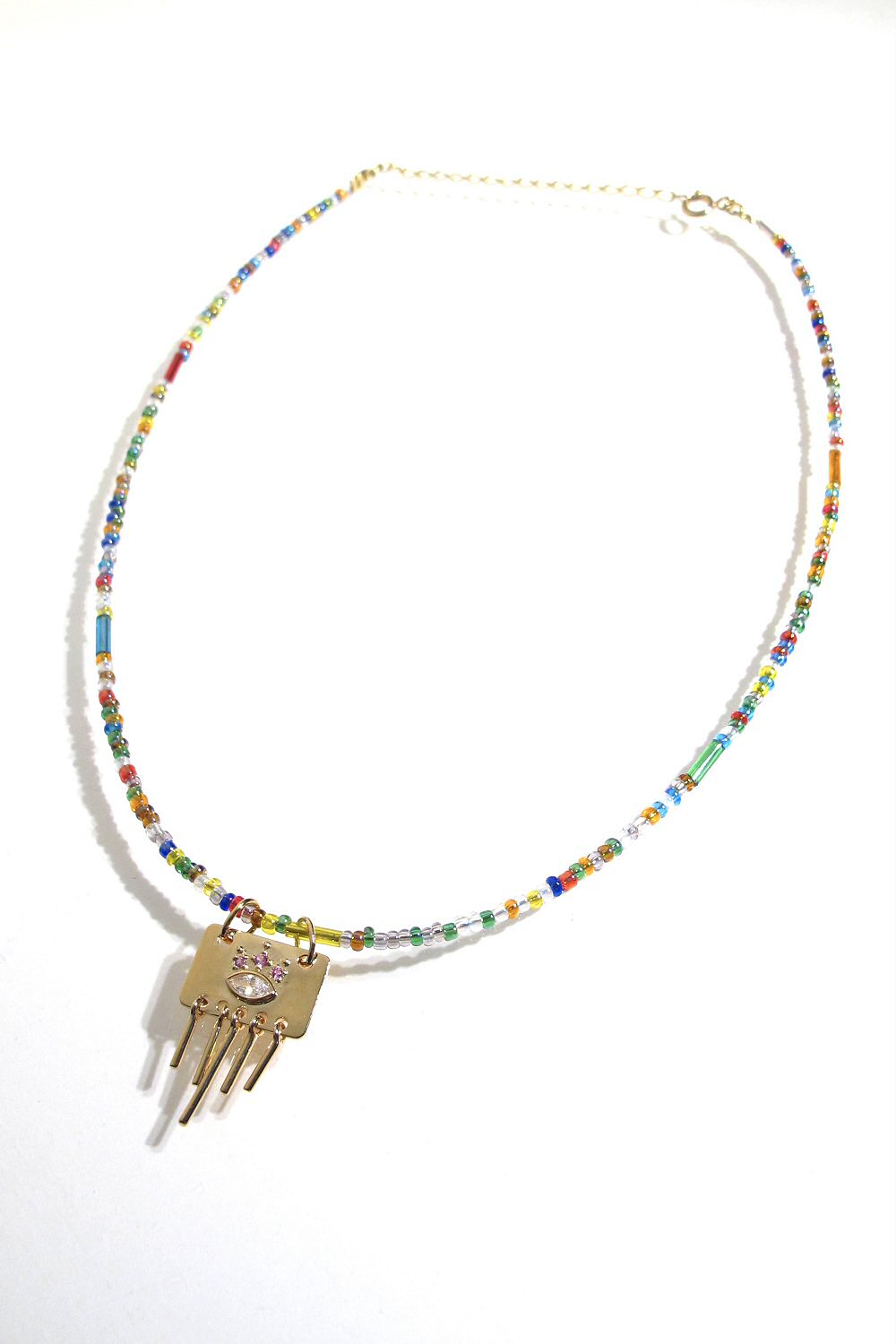 Bali Temples necklace Candy Eye Drops rainbow beads