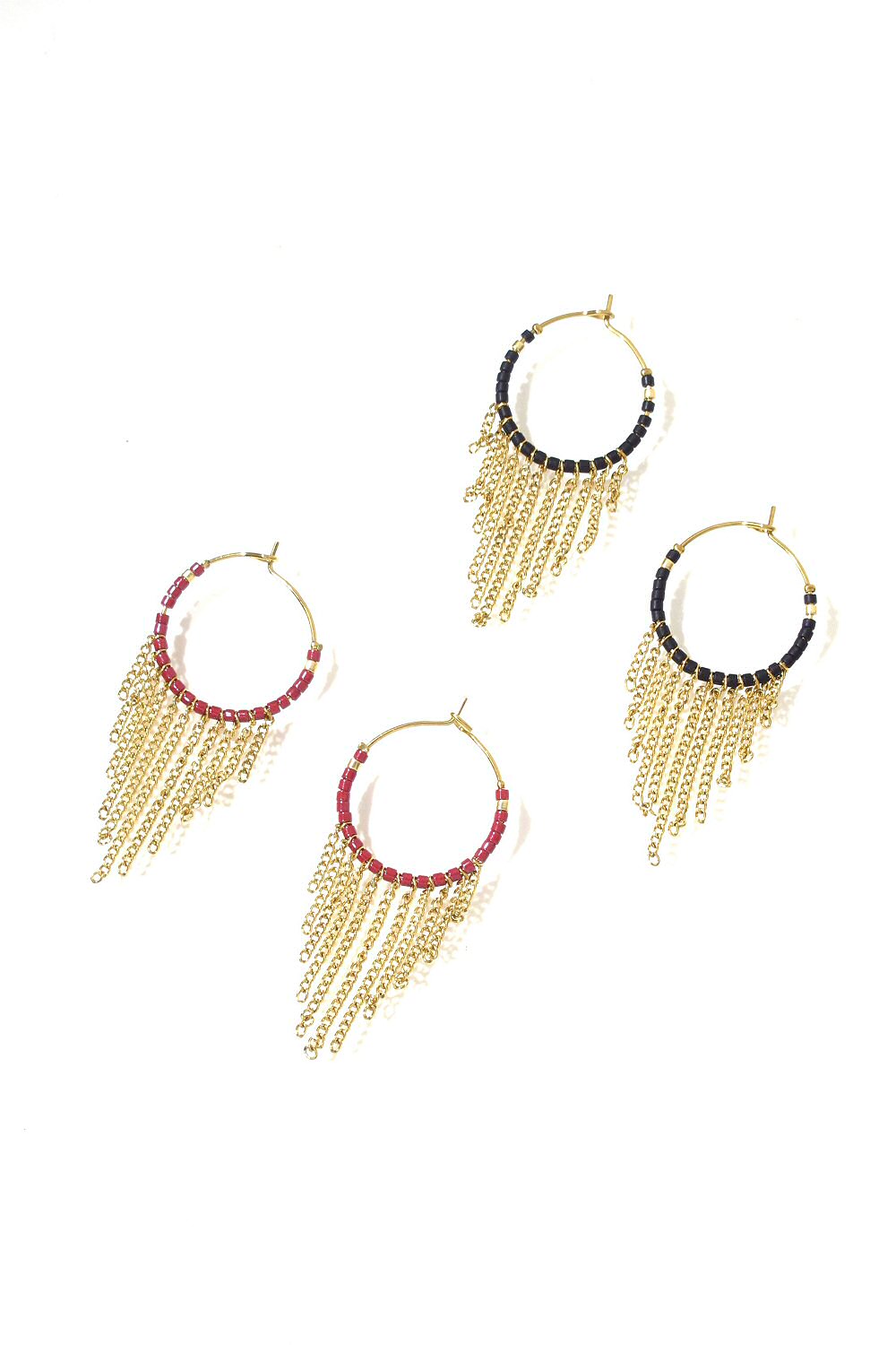 Bali Temples créoles Beads Fringes hoops