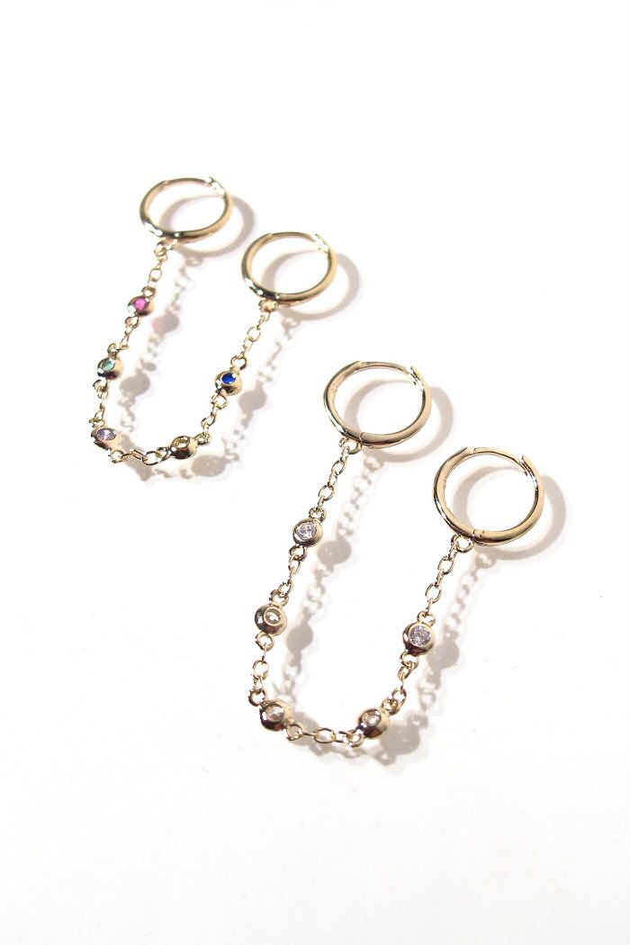 XP | Bali Temples huggie 8 Double chaînette strass gold