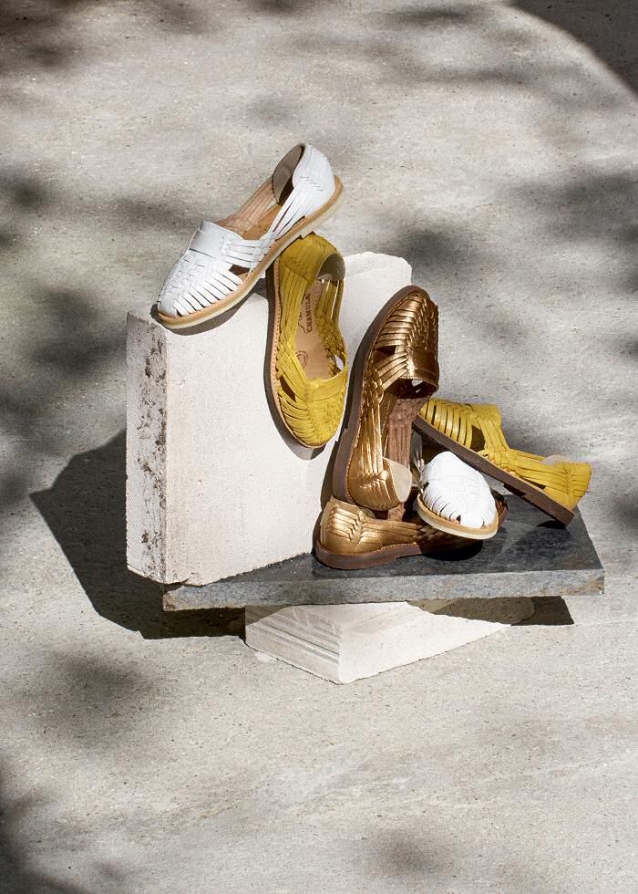 XPSummer | Sandales mexicaines plates Chamula cuir tressé bronze