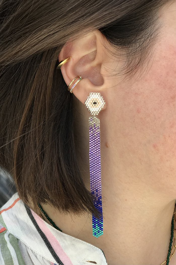 Bali Temples earcuff Double strass et gold pure