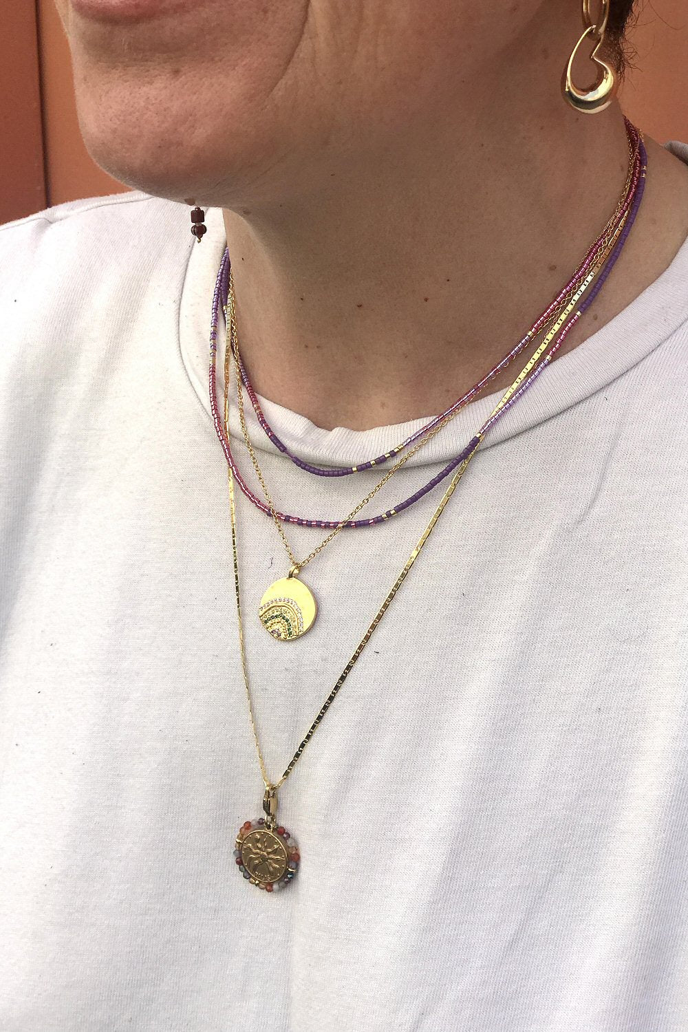 Bali Temples collier Miyuki perles beads Rose Lila