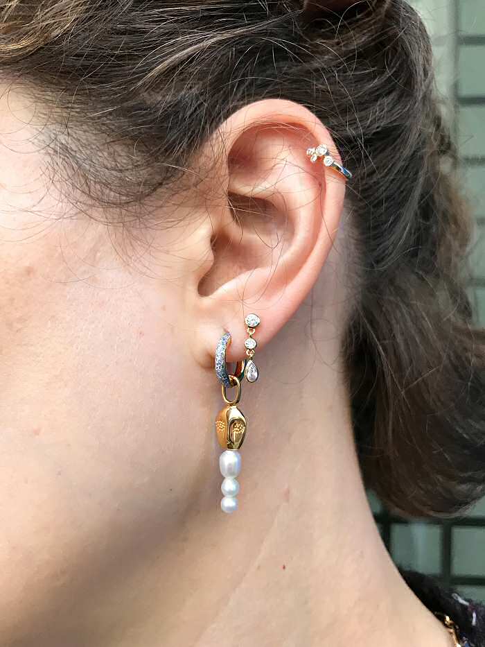 XP | Maria Black stud Chandelier 14k diamants
