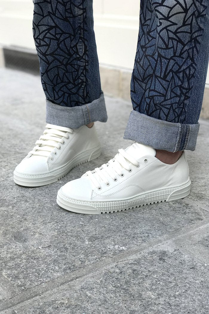 Mirco Gaspari jeans vintage upcyclé sérigraphié Geometry