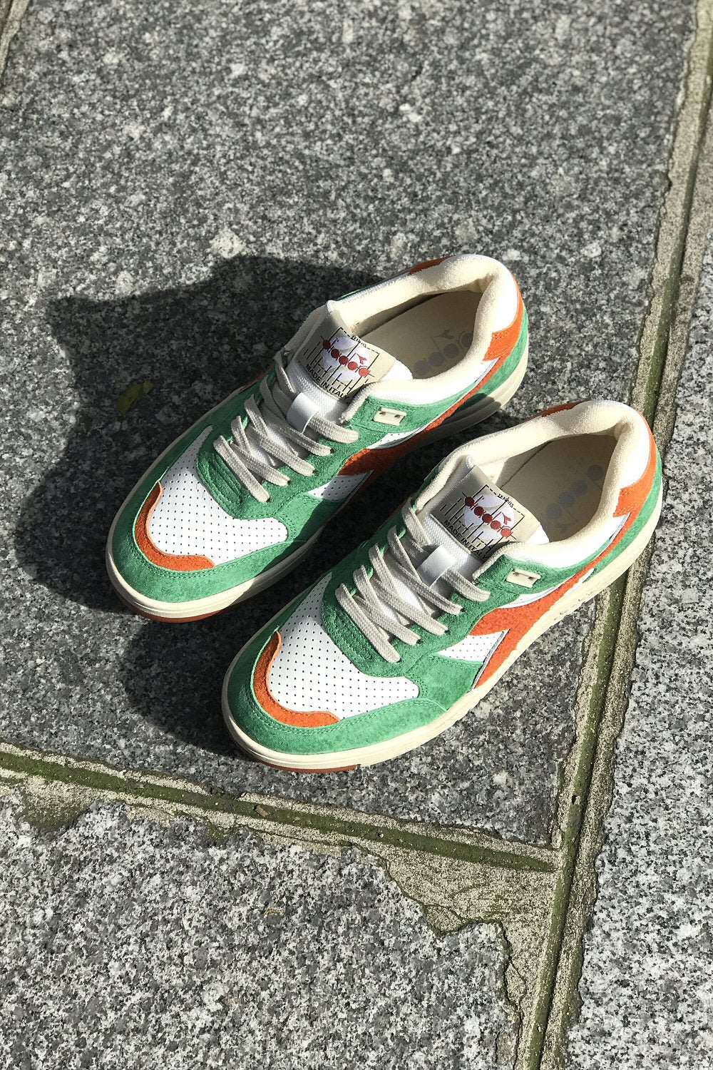 Diadora sneakers hi-tops MI baskets metallic orange green leather