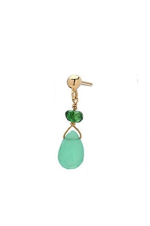 Fotini Psarouli solo earring Rainbow Mini Tsavorite Chrysoprase 14k gold