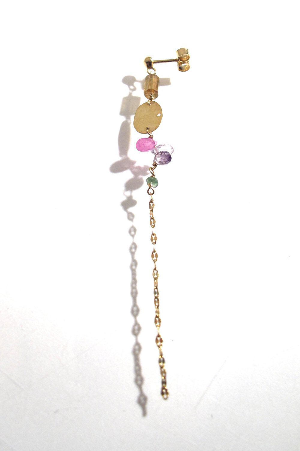 Z | Fotini Psarouli boucle solo Rainbow Tourmaline Saphirs Tsavorite or 14k