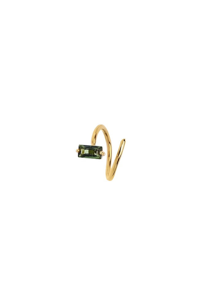 Fotini Psarouli boucle solo Spira tourmaline verte rectangle Twirl or 14k