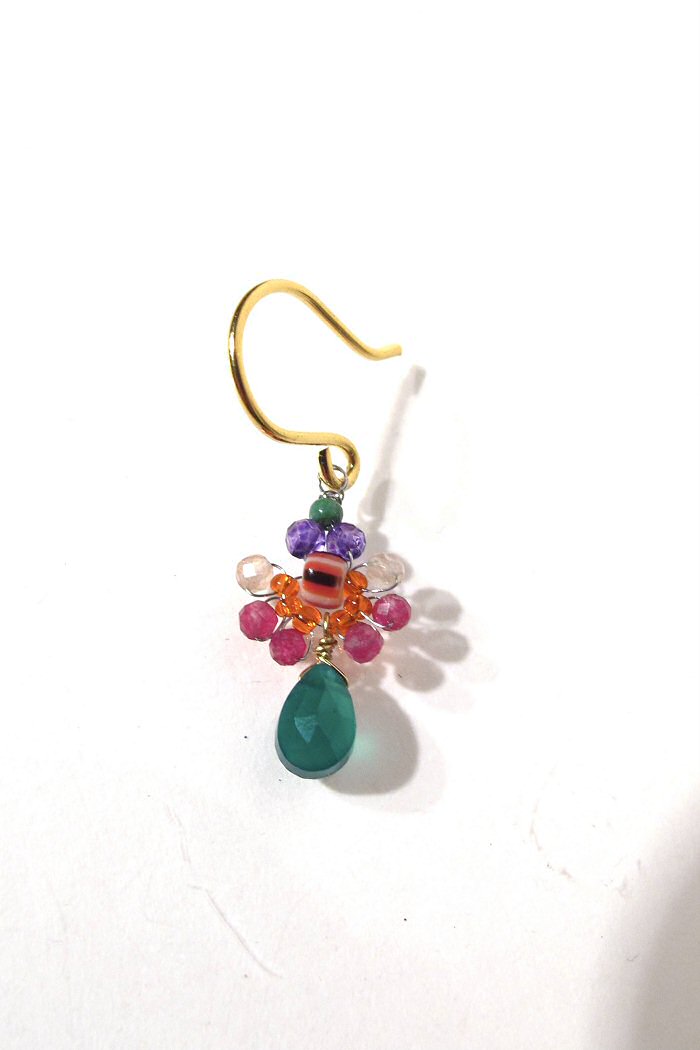 Fourbi de Capucine boucle Small Flower Drop purple green