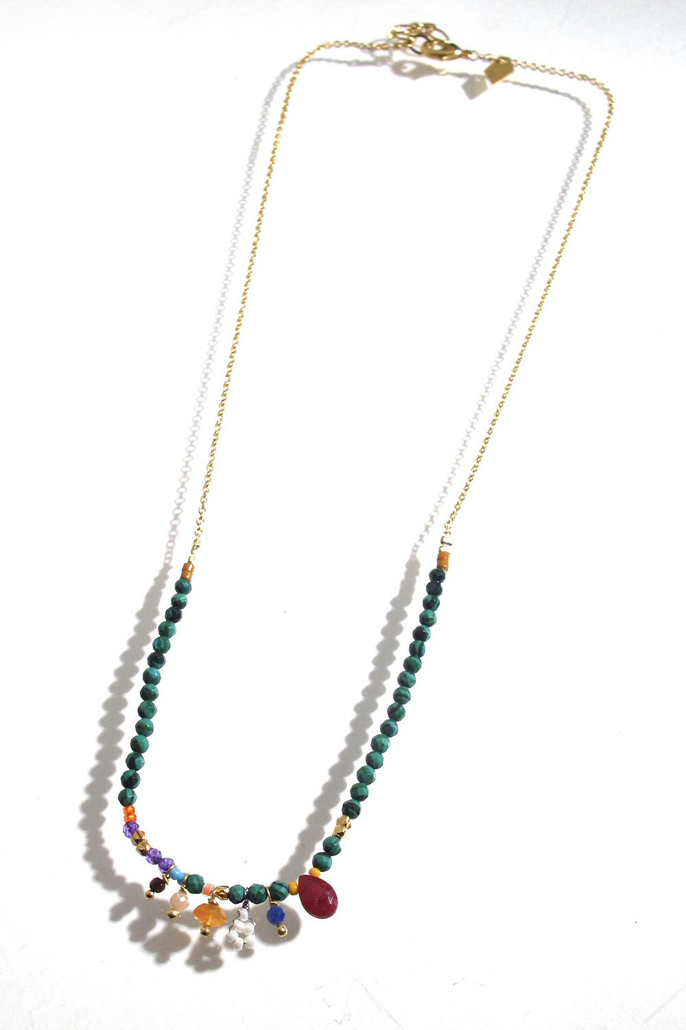 Fourbi de Capucine necklace Drop pink fine beads