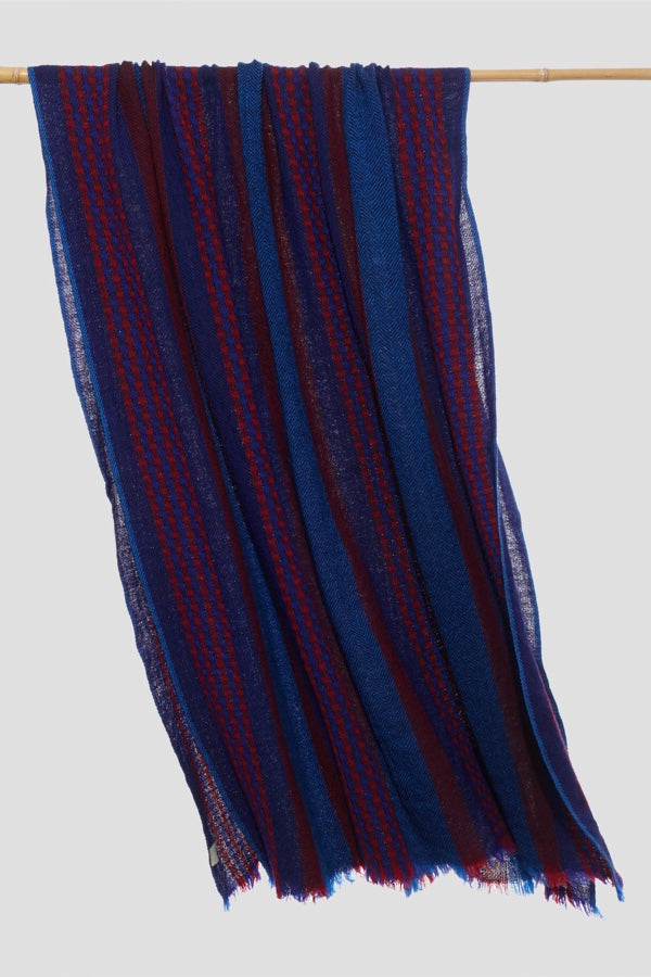 Lovat & Green foulard en laine Morricone bleu rouge