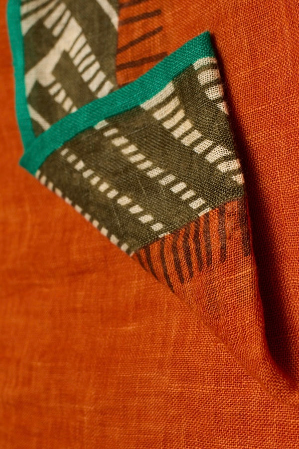 Lovat & Green foulard en lin Equinox terracotta