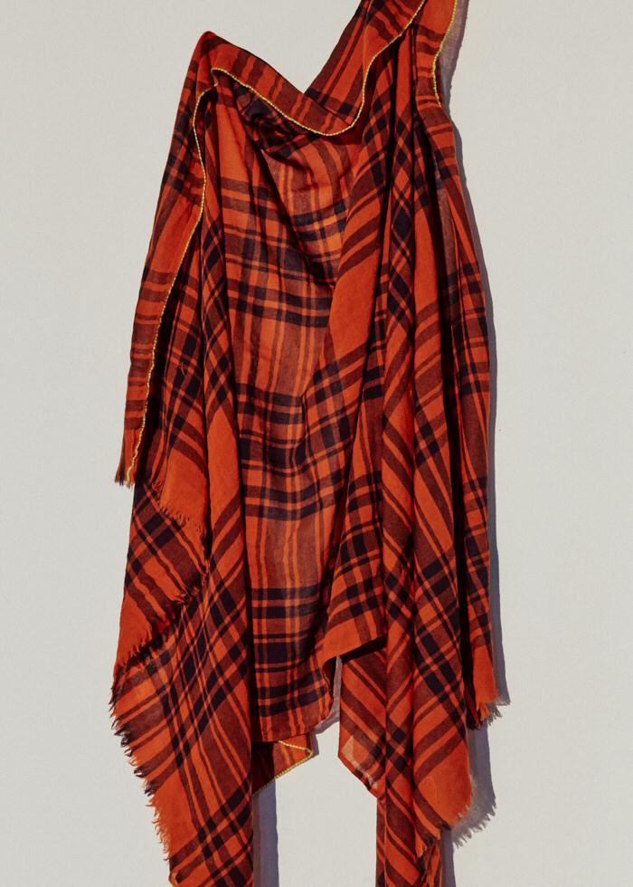 Lovat & Green foulard en laine Plaid carreaux rouge