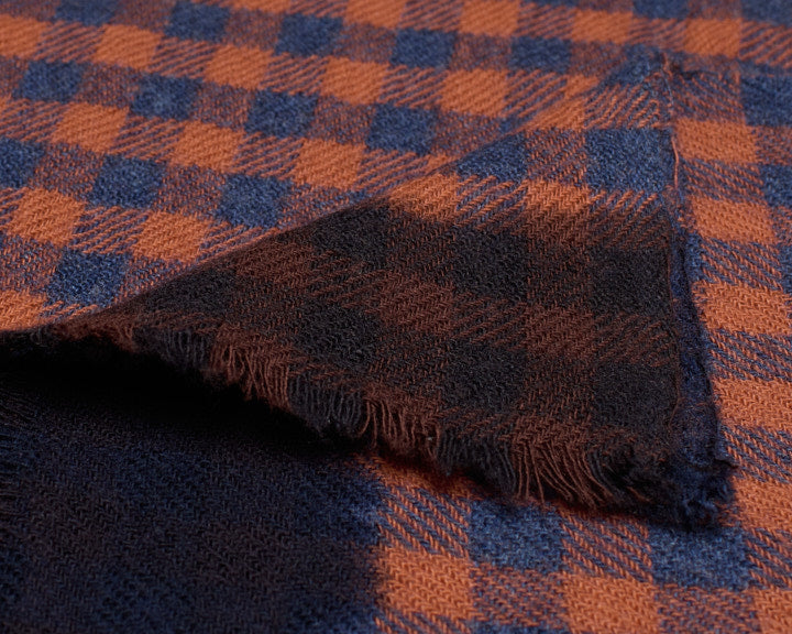 Lovat & Green foulard en laine Mozart carreaux orange