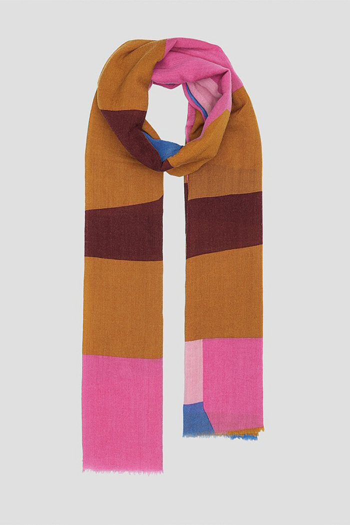 Lovat & Green foulard en laine Zimmer rose moutarde