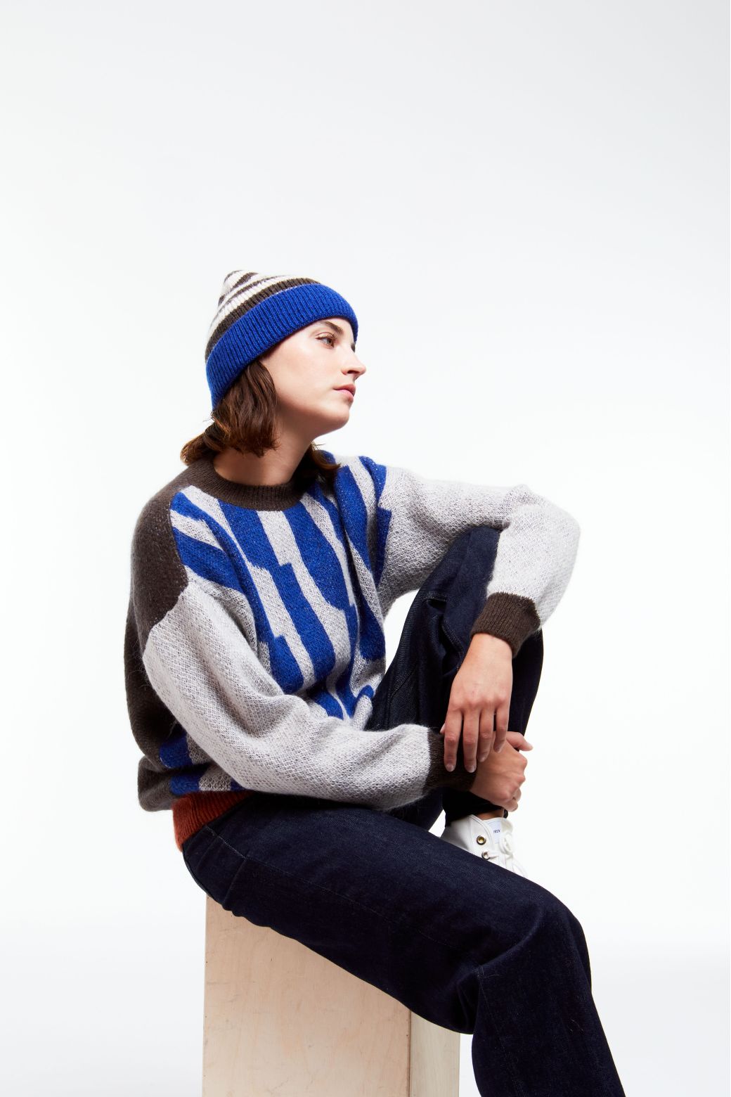 Ma Poésie bonnet Celeste bleu brun