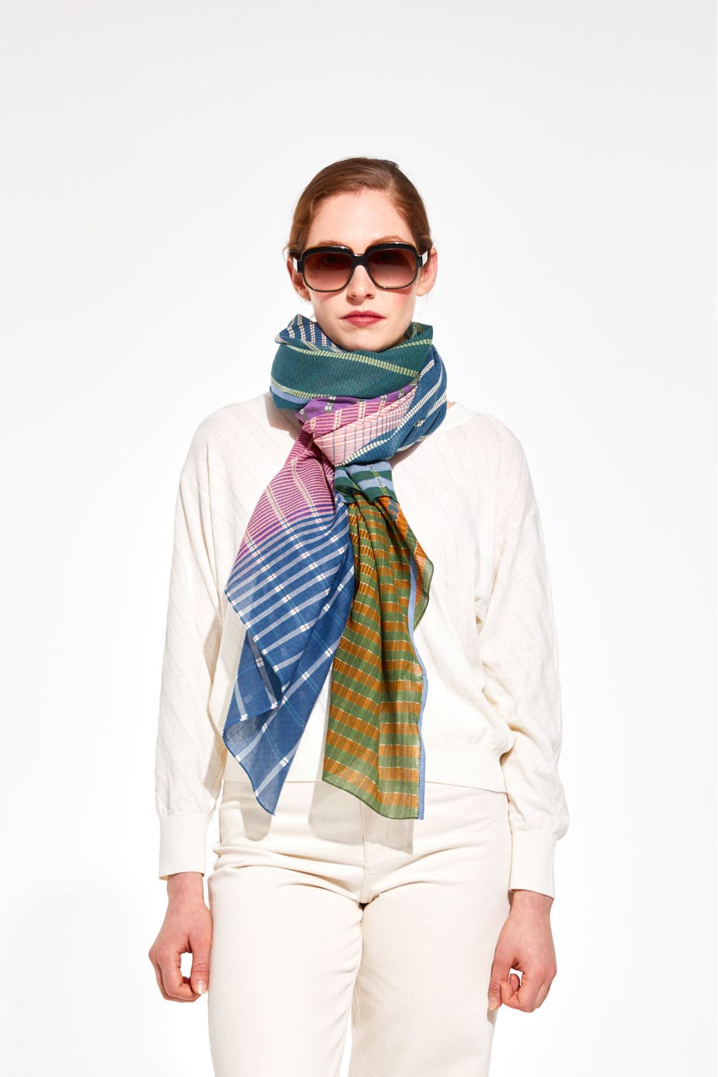 Ma Poésie foulard en coton graphique Vibrant bleu violet