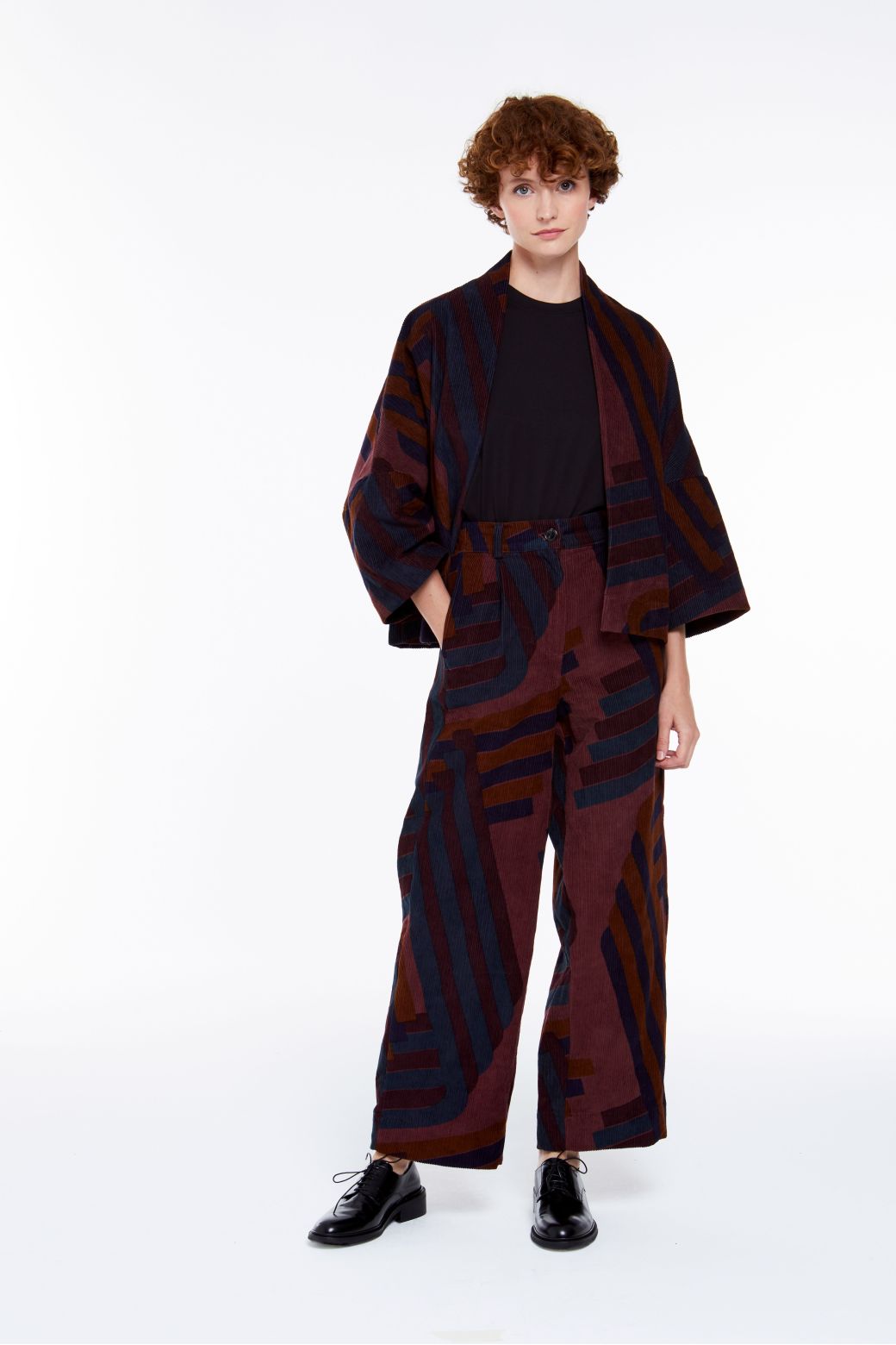 Ma Poésie veste kimono velours Ada bordeaux