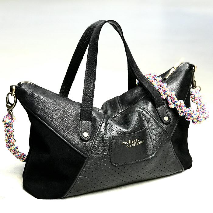 Louxor Cabas cuir noir perforé