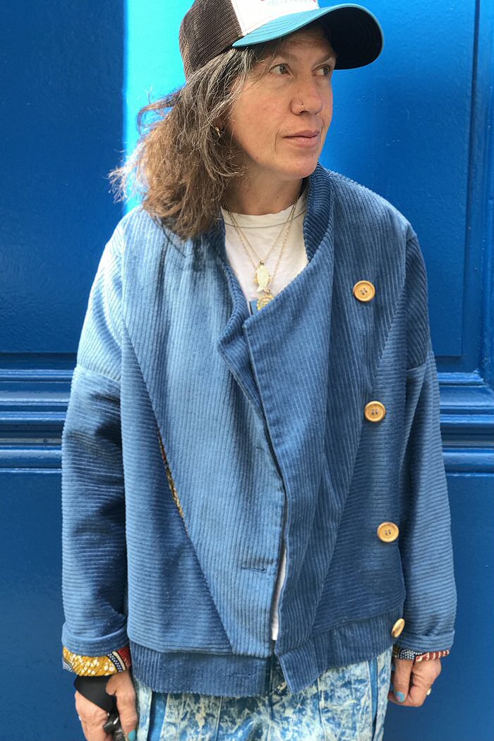 Matières à réflexion veste Michael velours bleu jean