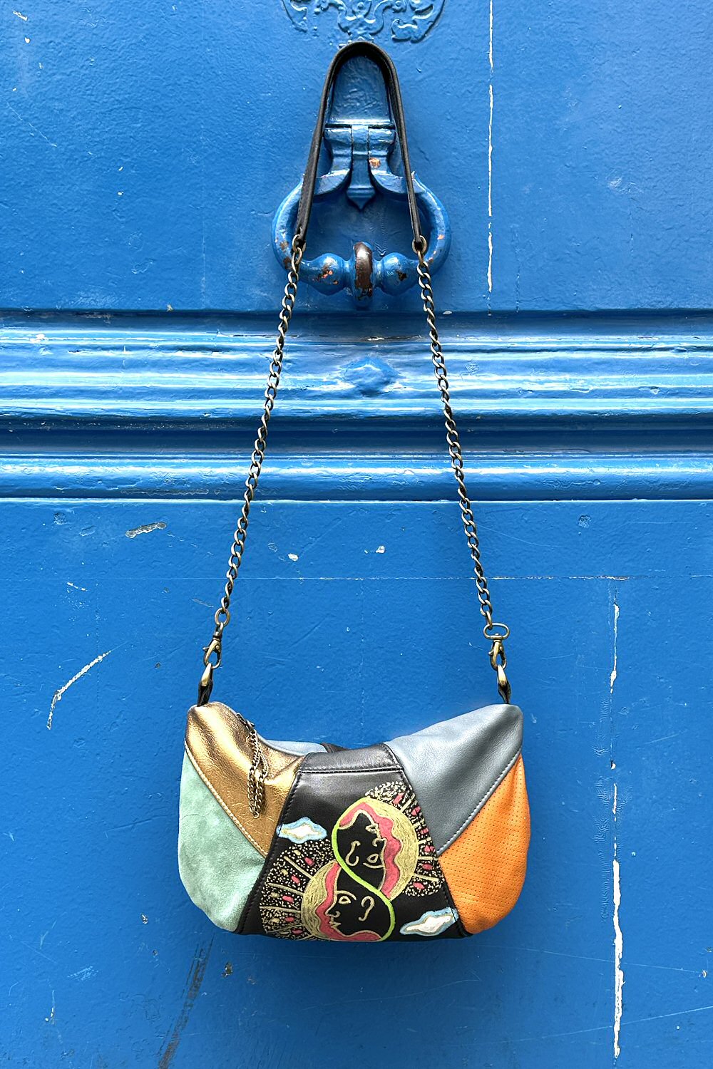 Sac Galliane cuir illustre par l'outsider artist Maurice made in France