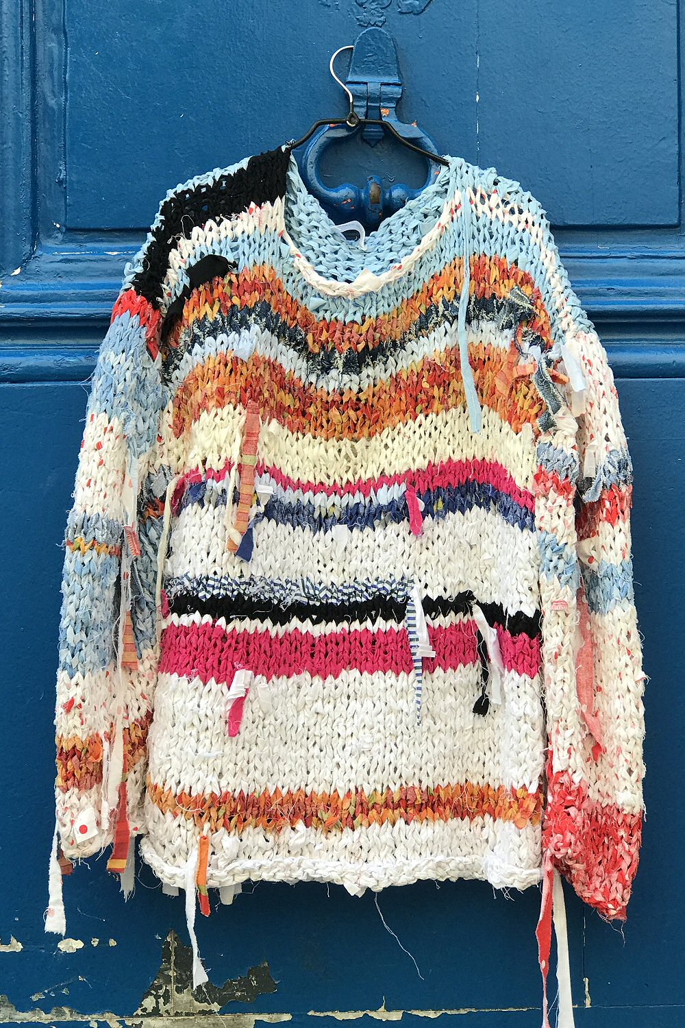 Mirco Gaspari pull tricoté / upcyclé ciel rose ocre